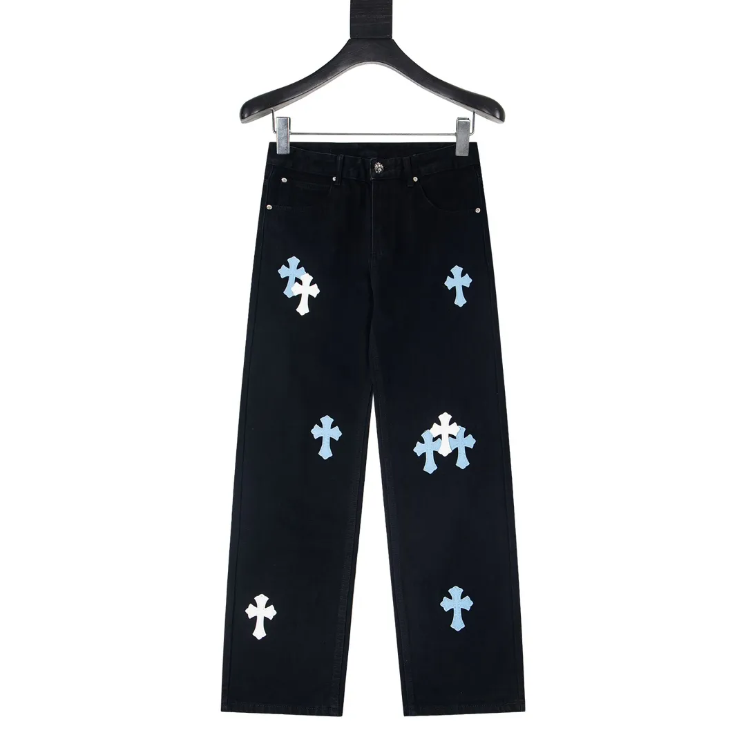 P270 model number Y847 Chrome Hearts & CH city limited series Sanskrit cross patch patchwork leather jeans require finished products to be washed and then disassembled and hand-stitched with sheepskin cross leather and then spliced ​​together to complete. The whole process is too complicated to explain. The texture can be seen in the hand, and it looks good. The styles with different washed textures are very friendly to people with thin legs and thick legs. The straight version is very flattering to the leg shape. The moderate length is timeless and can be matched easily and casually. It is the basic styling foundation for various styles and is a must-have in the wardrobe! The fabric is stiff but also makes the upper body soft without losing texture. The washing process is even more perfect. It is a must-have item for everyone! ! ! Washed wheat, hang tag, pants label, three labels are complete, the upper body effect is particularly stiff and stylish, super stylish, same style for men and women - Color: Size: 28 30 32 34